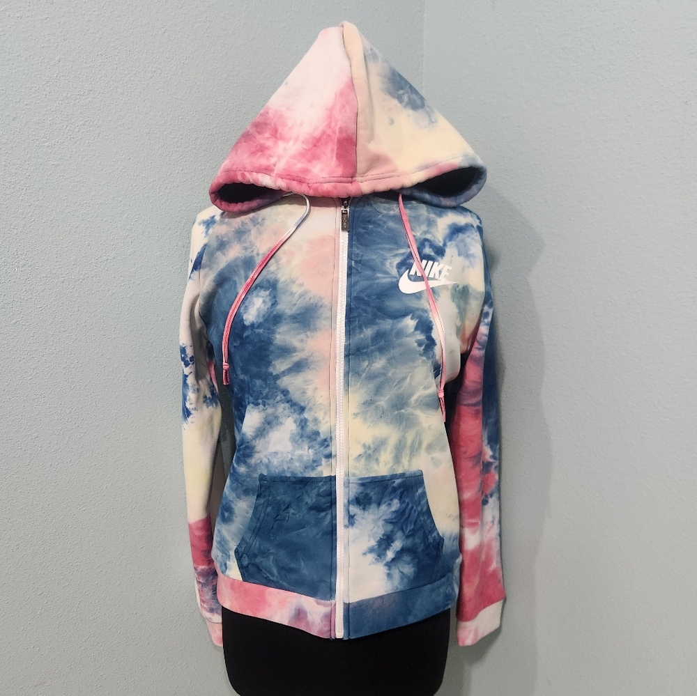 Nike Girls Tie Dye Zipup Hooded Sweatshirt, Size L/XL